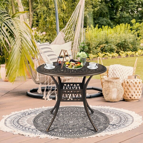 35 in. Outdoor Patio Round Cast Aluminum Table