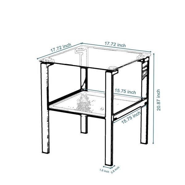 Glass two layer tea table， small round table， bedroom corner table， living room black side table