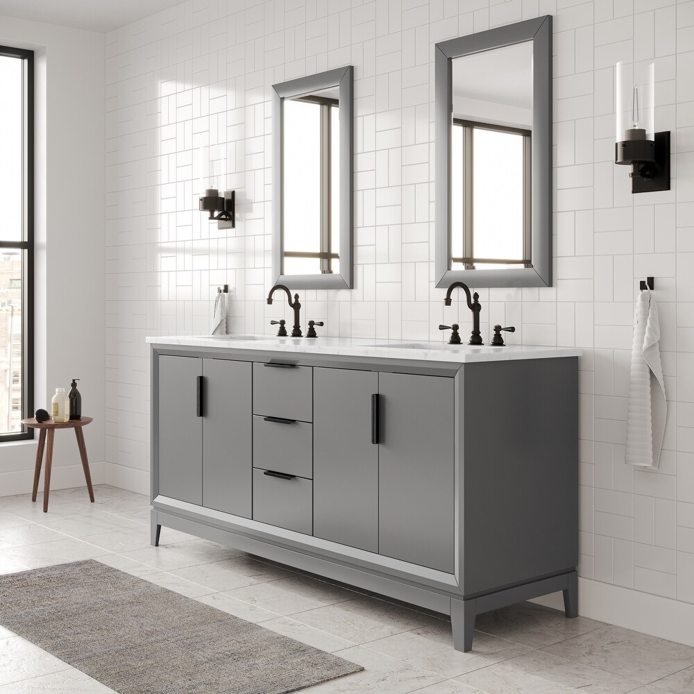 Elizabeth 72 Inch Double Sink Carrara White Marble Vanity