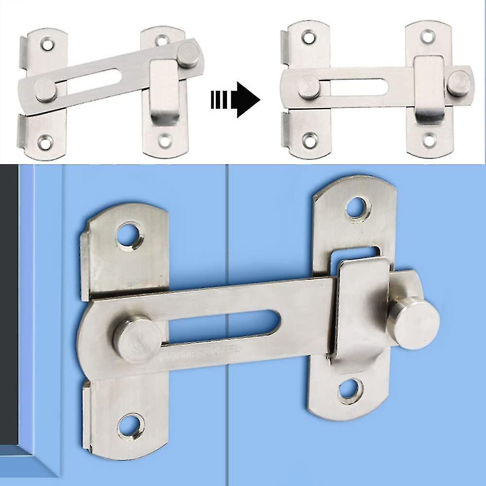 4 Pieces Door Latch， Security Latch， Sliding Hasp， Stainless Steel Door Latch For Door， Cabinet， Drawer