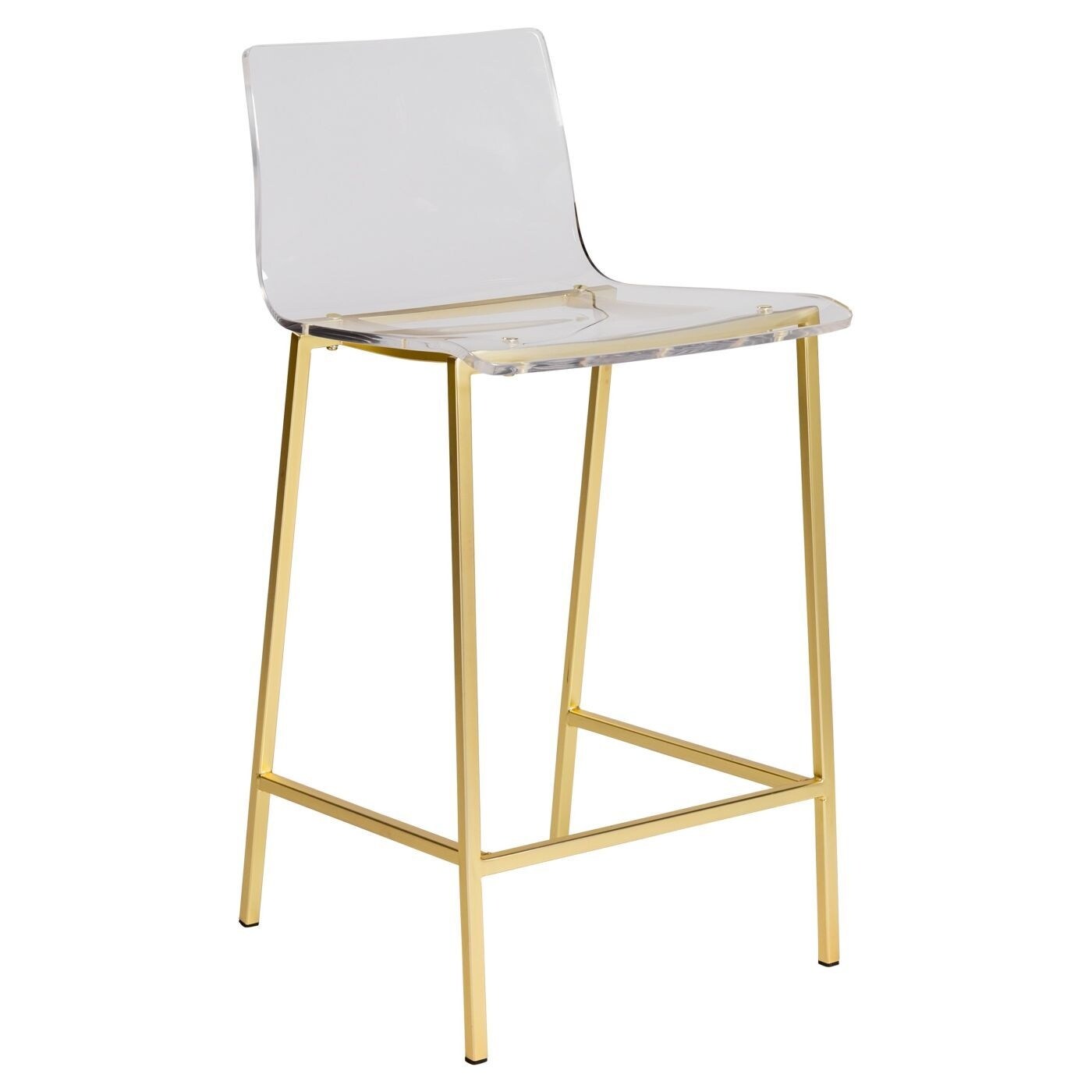 Clear Acrilyc Counter Stool with Steel Legs in Gold Finish