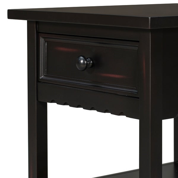 Classical Multifunctional End Table with One Drawer and Bottom Shelf