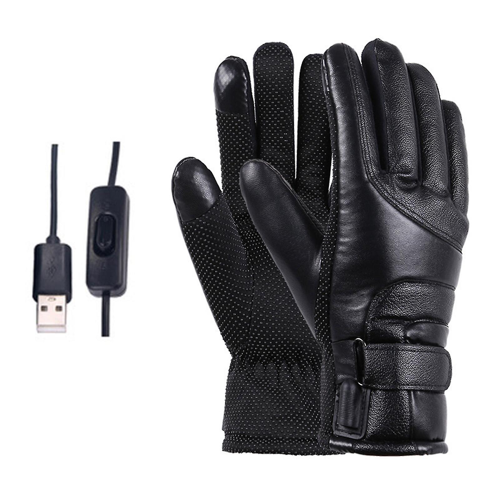 Electric Usb Heated Gloves Touchscreen Compatible Fleece For Outdoors Walking Motorcycle Bike