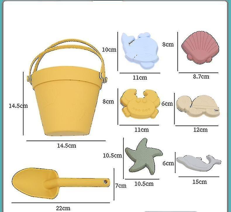 Silicone Beach Toys Wth Silicone Bucket，shovel，sand Molds Tool Set Kids Toy Gift，parent child Game