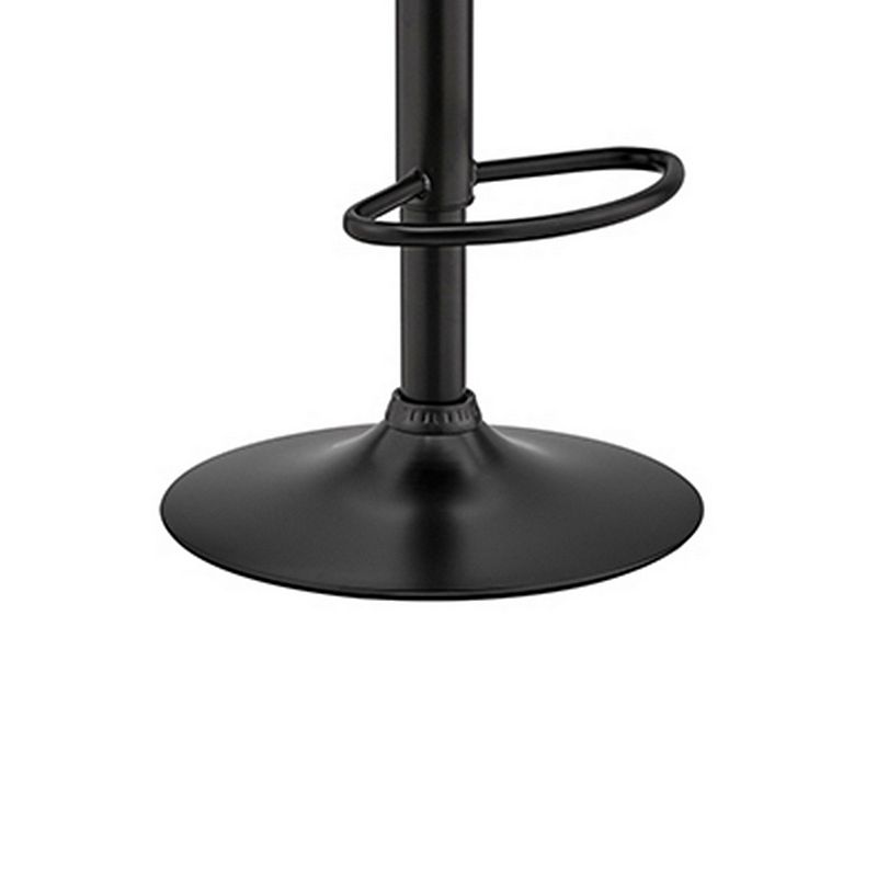 Faux Leather and Metal Adjustable Bar Stool， Black and Gray