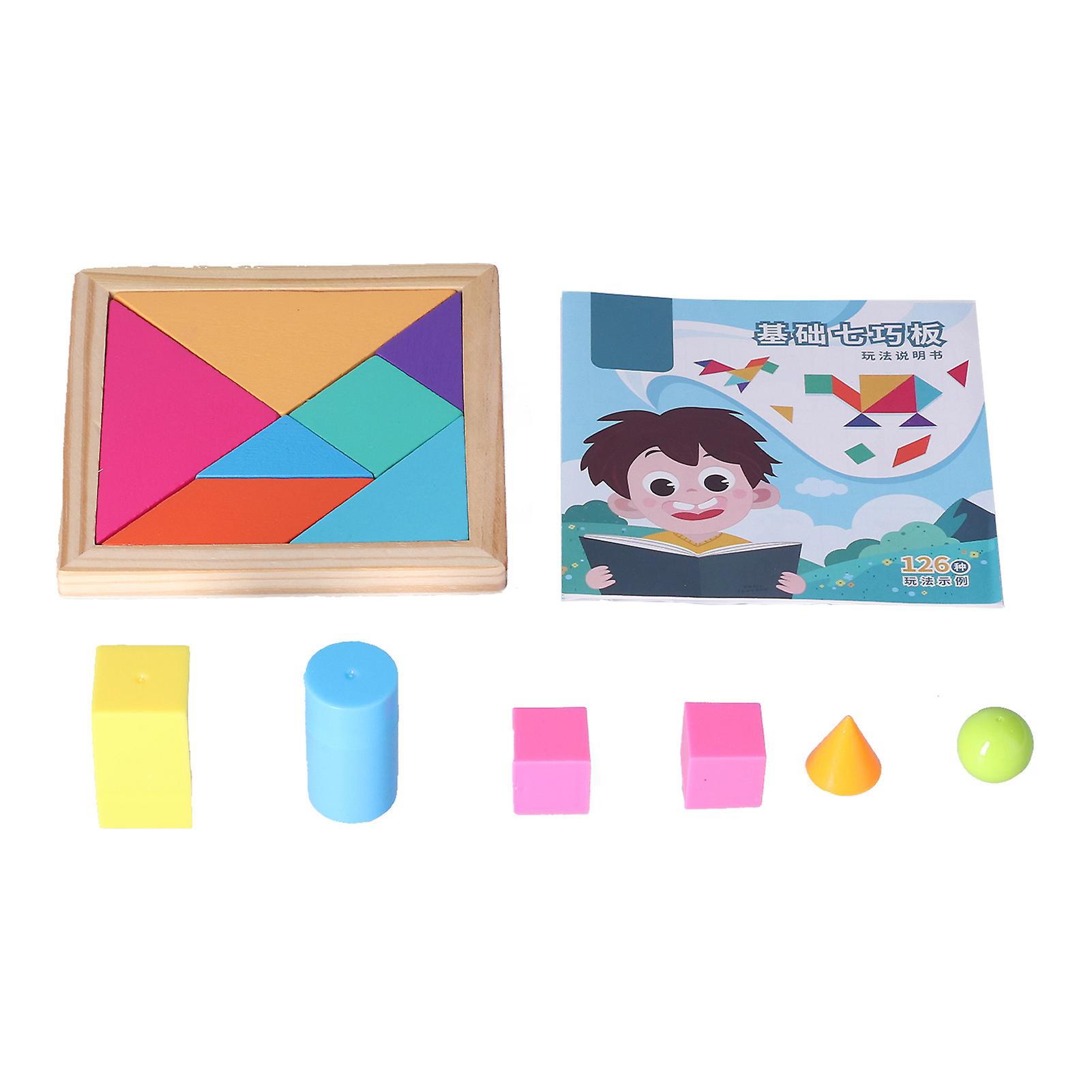 Kids Tangrams 3 In 1 Rounded Corners Delicate Polishing Stimulate Imagination Exercise Creativity Jigsaw Puzzle Toy