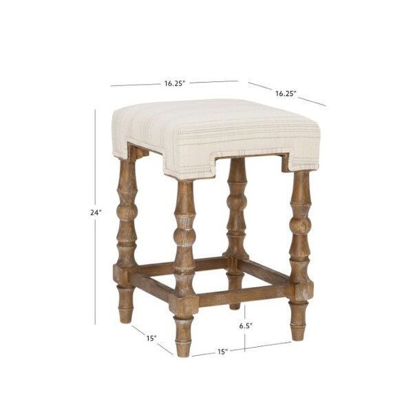 Sherry Natural Rustic Farmhouse Backless Striped Counter Stool