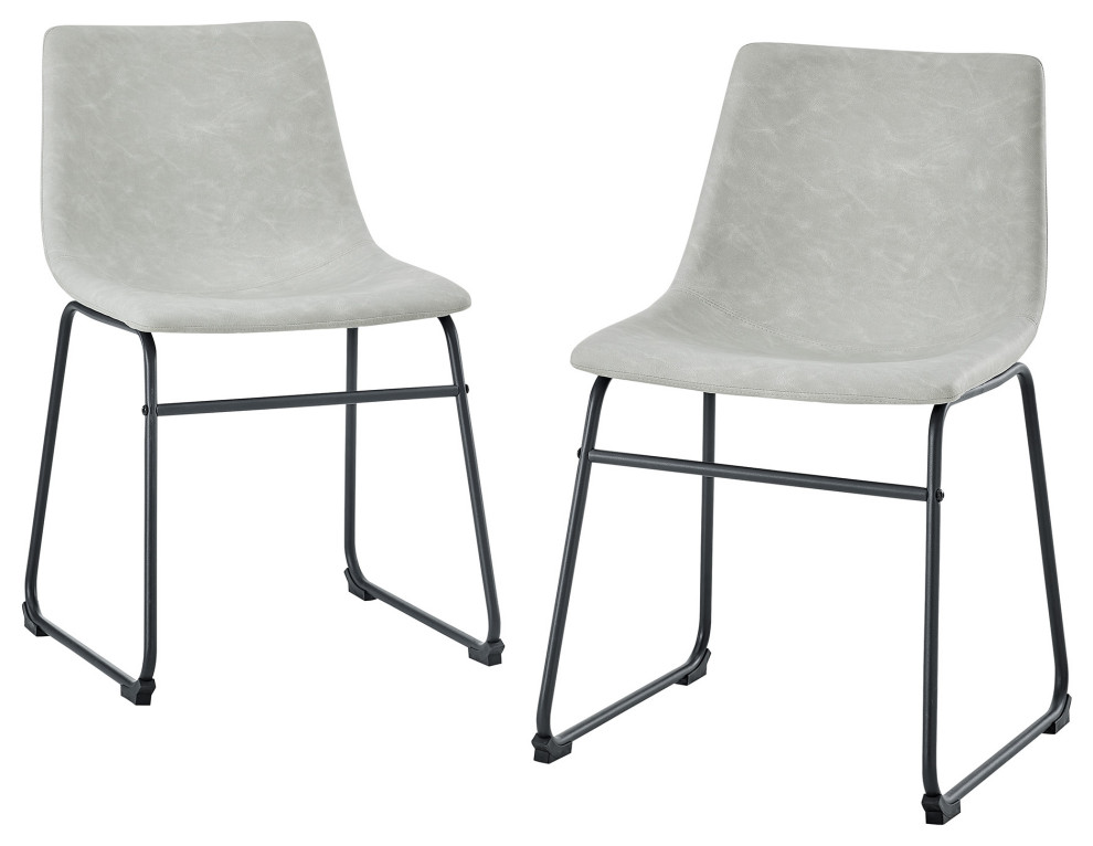 18 quotFaux Leather Dining Chair  Set of 2  Gray   Industrial   Dining Chairs   by Walker Edison  Houzz