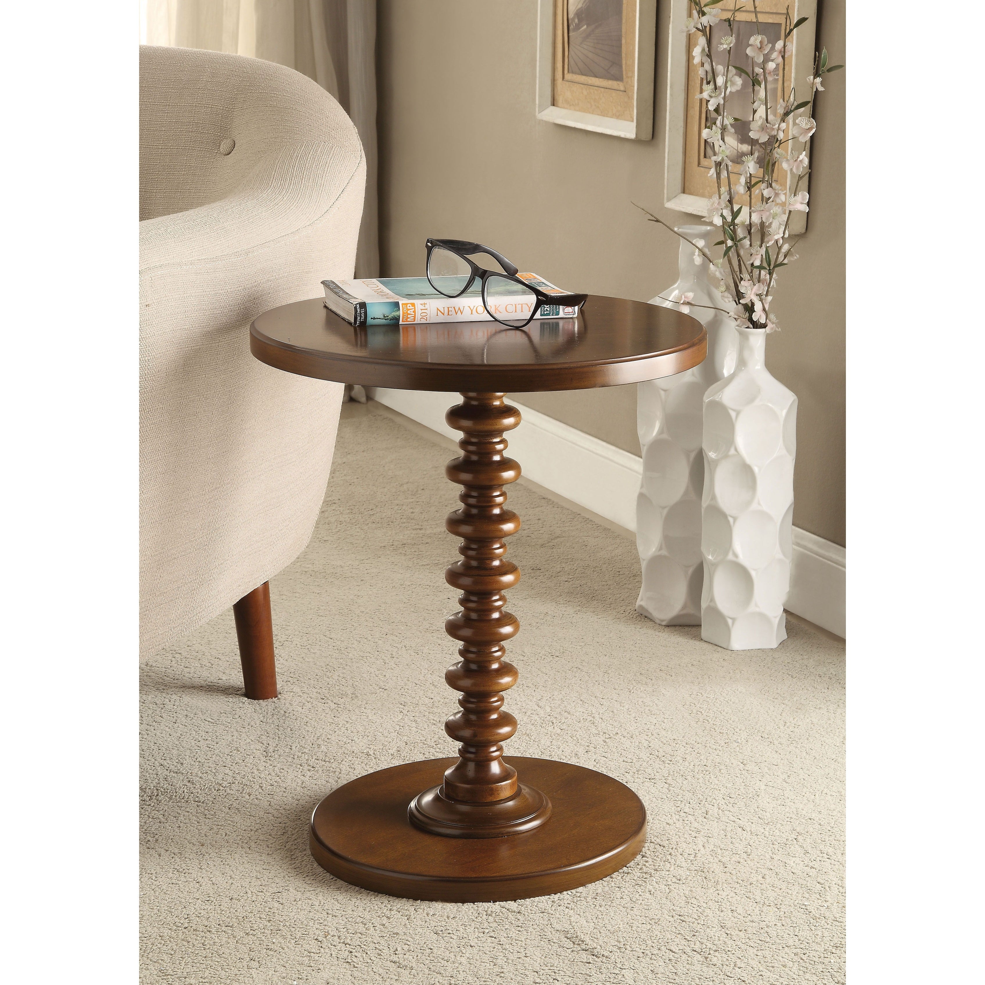 Acton Wooden Round Top and Base Side Table