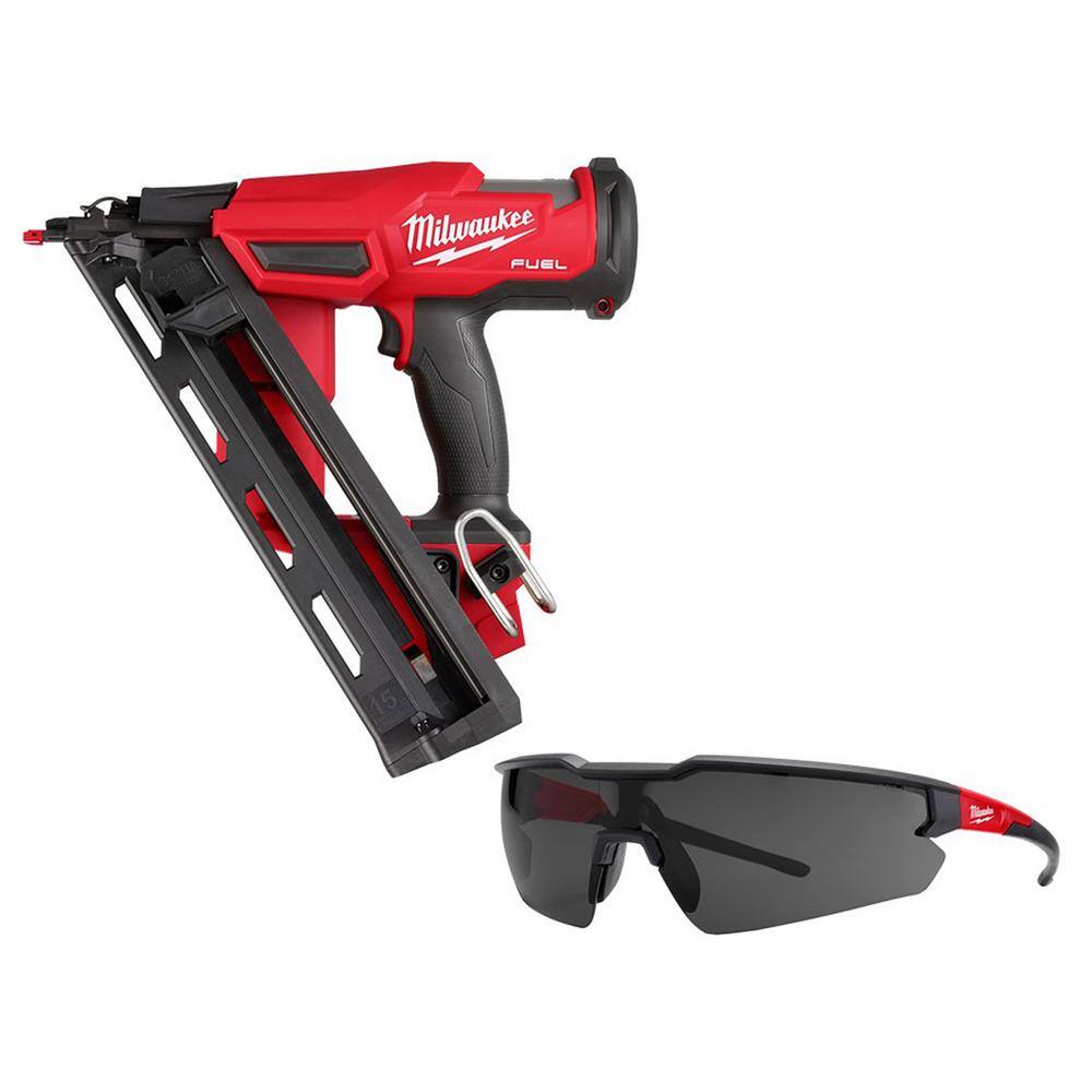 MW M18 FUEL 18-Volt Lithium-Ion Brushless Cordless Gen 2 15GA Finish Nailer Tool Only wTinted Anti Scratch Safety Glasses 2839-20-48-73-2015