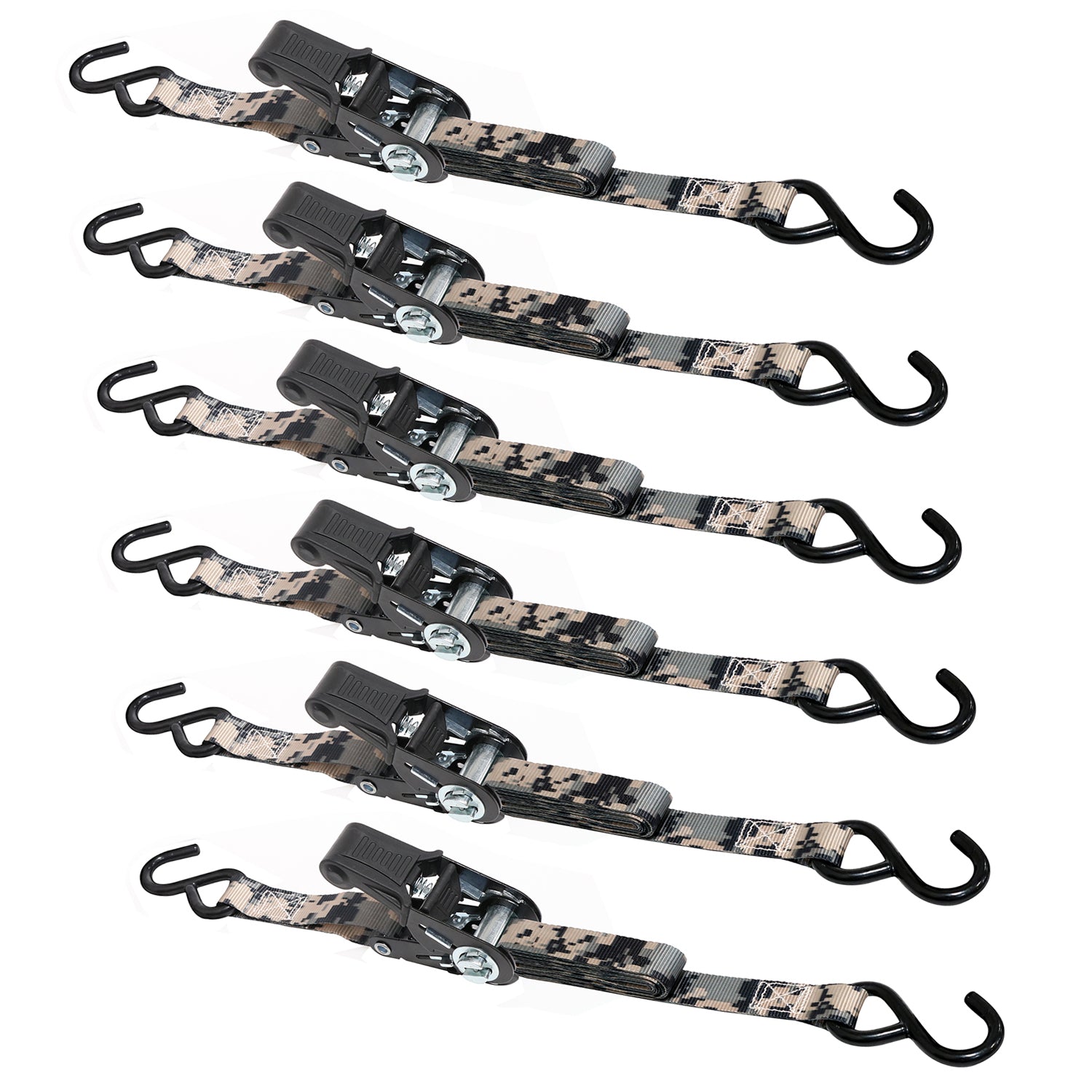 CargoLoc Ratchet Tie Downs 32584 6 Pc. 8' x 1，500 lbs - S - DIGITAL CAMO