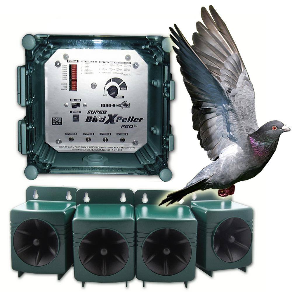 Bird-X Super Bird X Peller PRO Electronic Bird Repeller 6 Acres Repel Pigeons Starlings Sparrows Seagulls and Woodpeckers SBXP-PRO-1