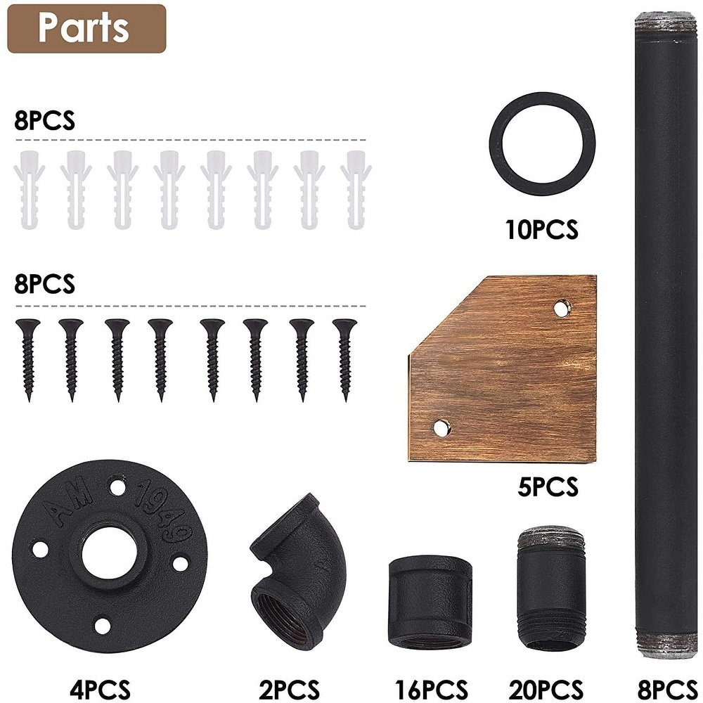 MCombo Industrial Wall Mount Pipe Shelves  Solid Wood