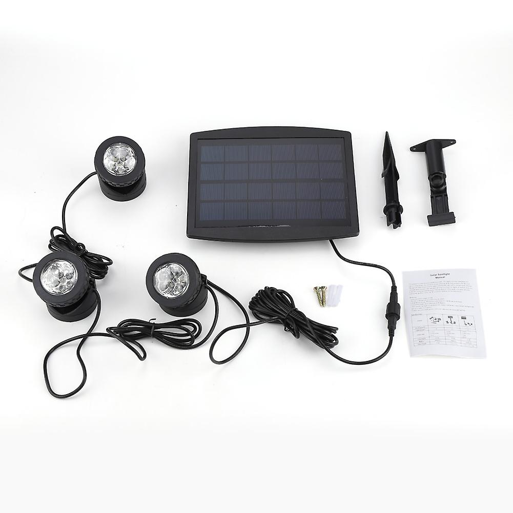 Solar Powered 18led Triple Head Underwater Lamp Spotlight Outdoor Garden Lighting (white Light)