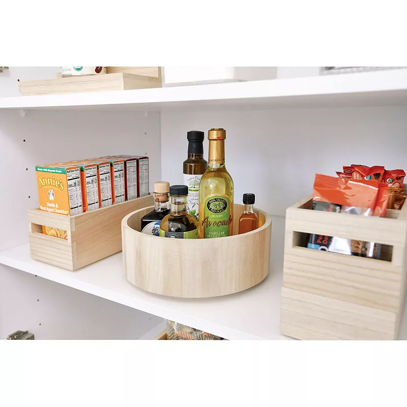 iDesign EcoWood Natural Paulownia Wood Turntable Organizer