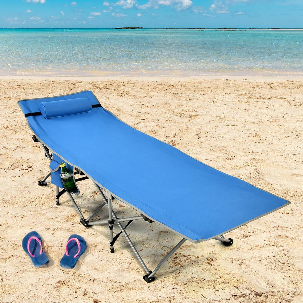 Costway Folding Camping Cot Heavy-Duty Outdoor Cot Bed Blue OP70768BL