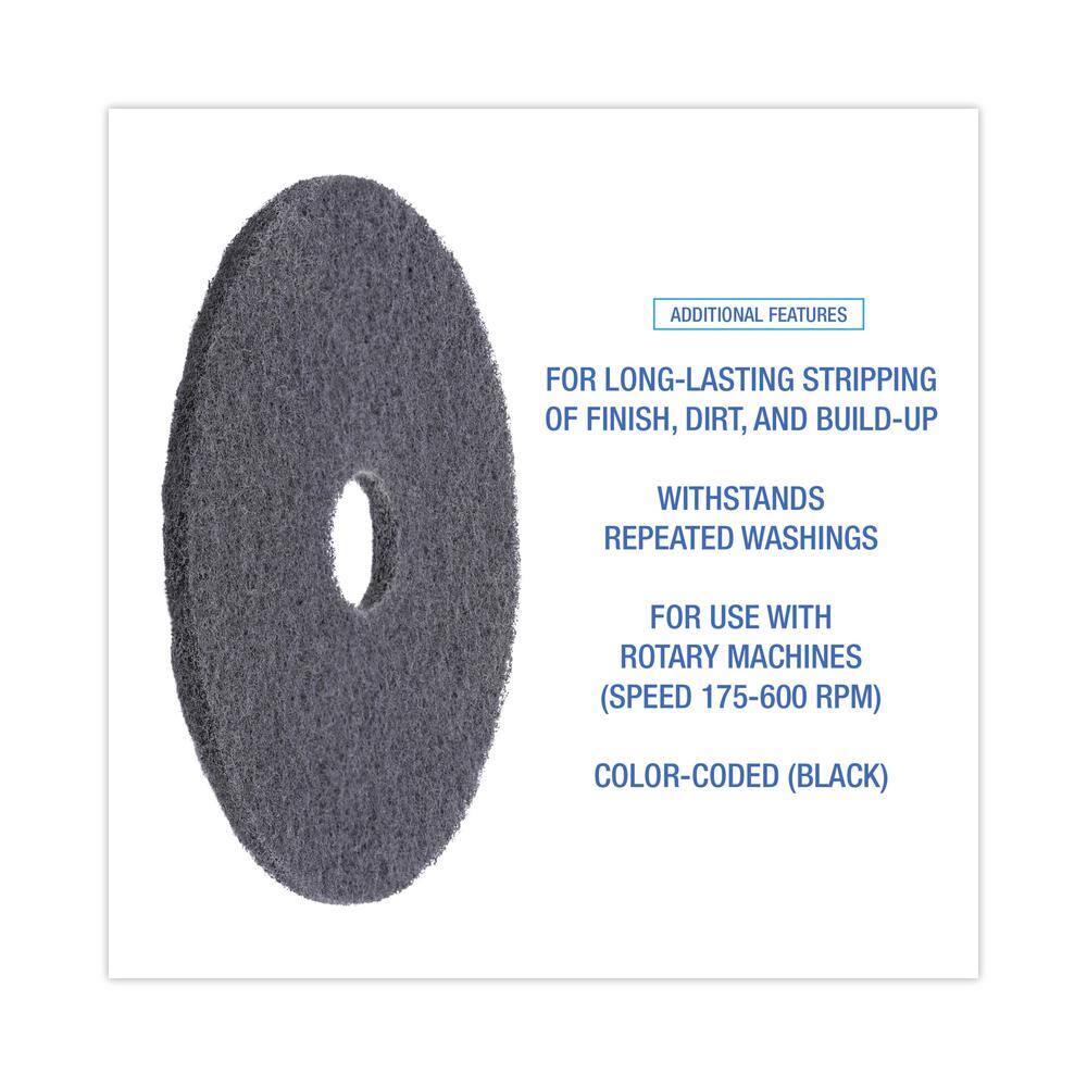 Boardwalk High Performance Stripping Floor Pads 17 in. Dia Grayish Black (5-Carton) BWK4017HIP