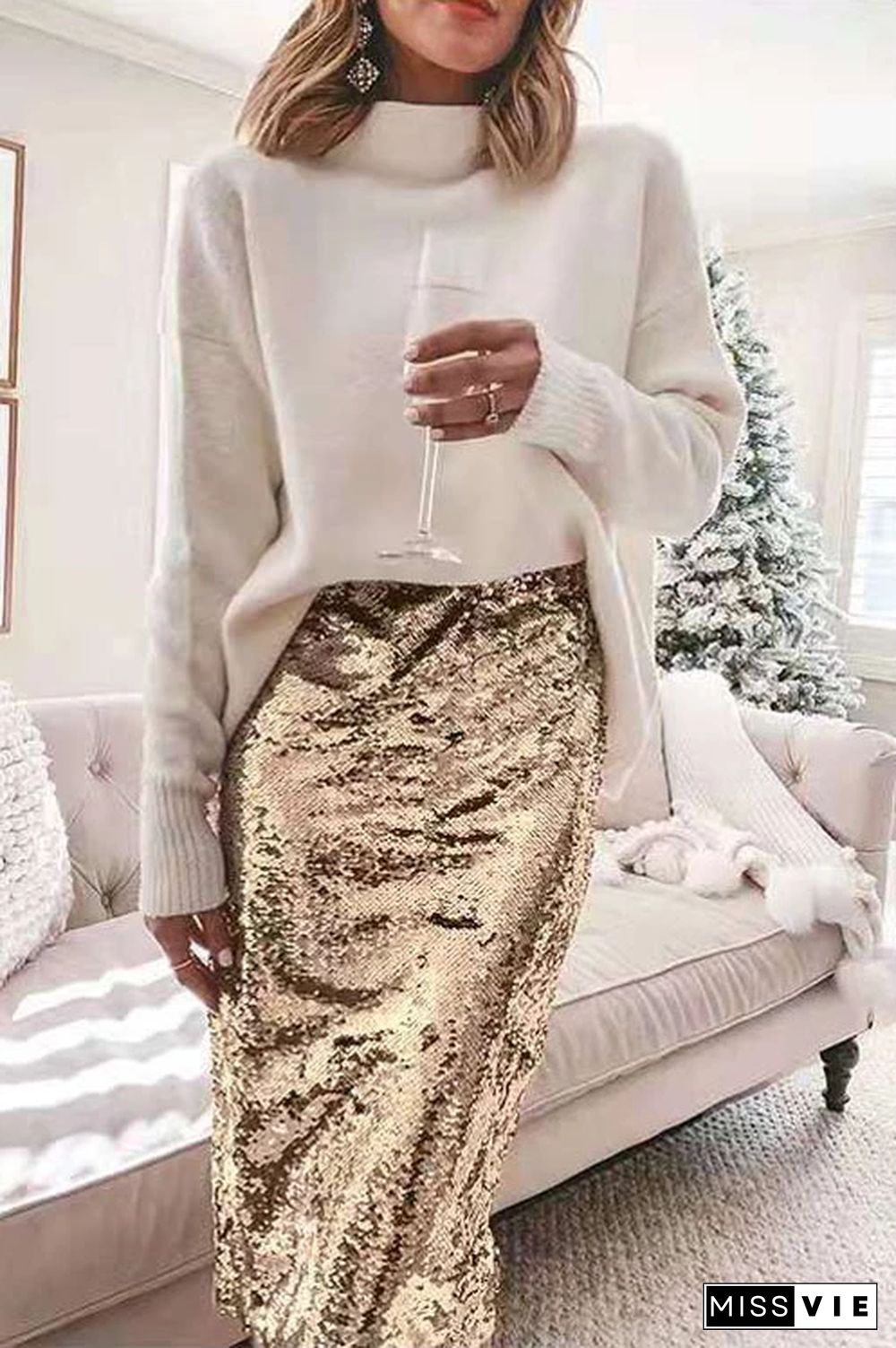 Sequin Party Midi Skirt