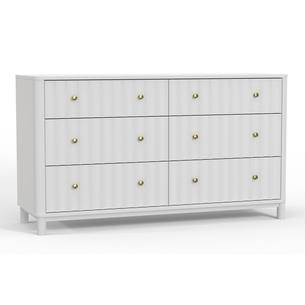 Alpine Furniture Stapleton 6 Drawer Dresser  White