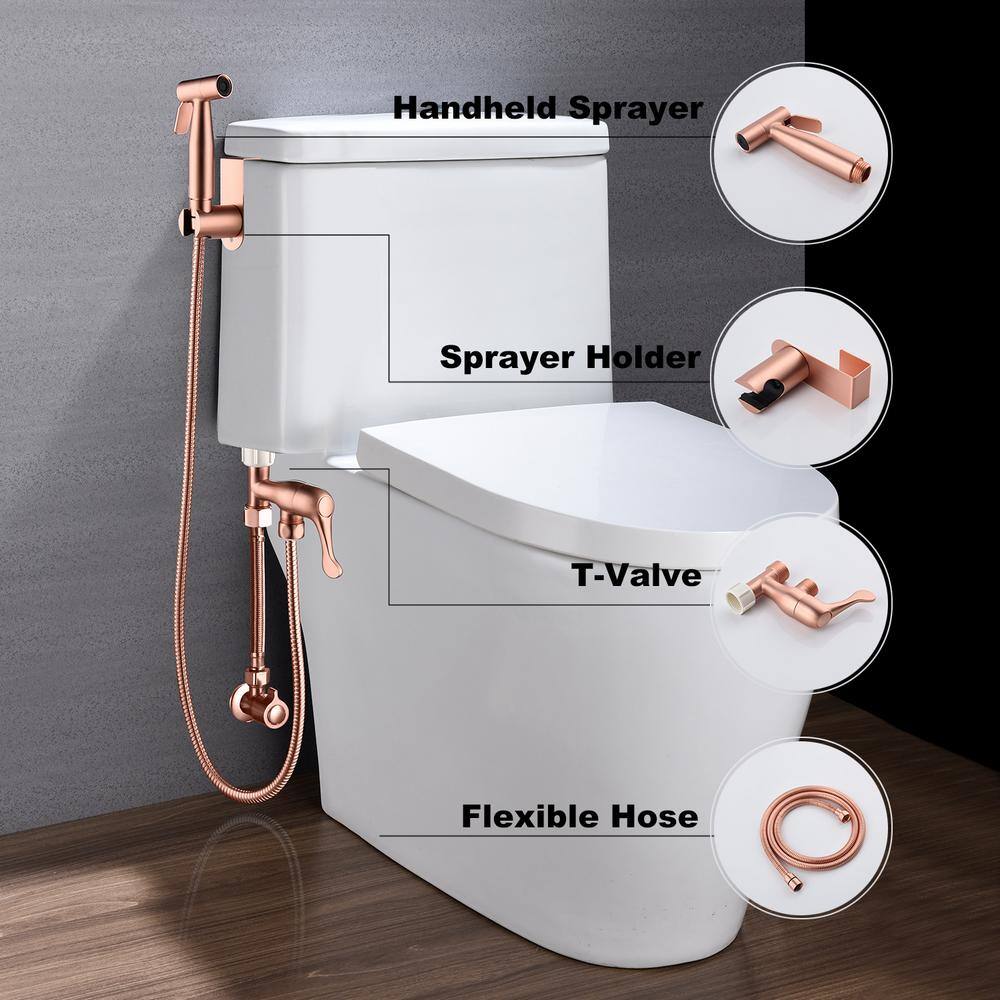 Amucolo Non-Electric Bidet Sprayer for Toilet Handheld Cloth Bidet Attachment Diaper Sprayer in. Rose Gold YeaD-CYD0-1T8