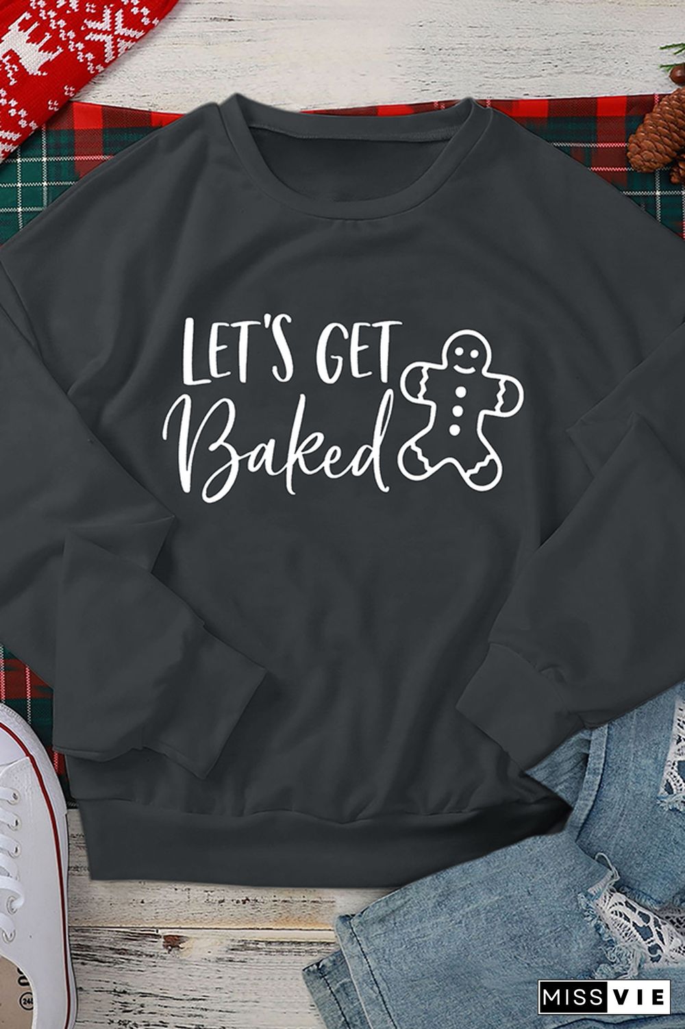 Let's Get Baked Crew Neck Pullover Sweatshirt Wholesale