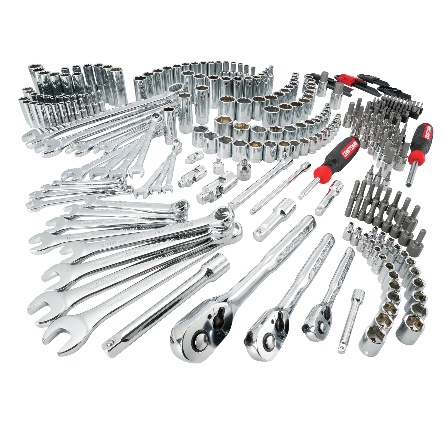 Craftsman 1/4， 3/8 and 1/2 in. drive Metric and SAE 6 and 12 Point Mechanic\u0027s Tool Set 308 pc