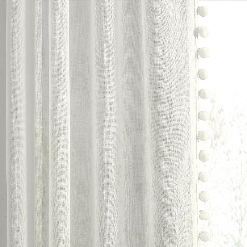 EFF Borla Patterned Faux Linen Sheer Window Curtain Panel