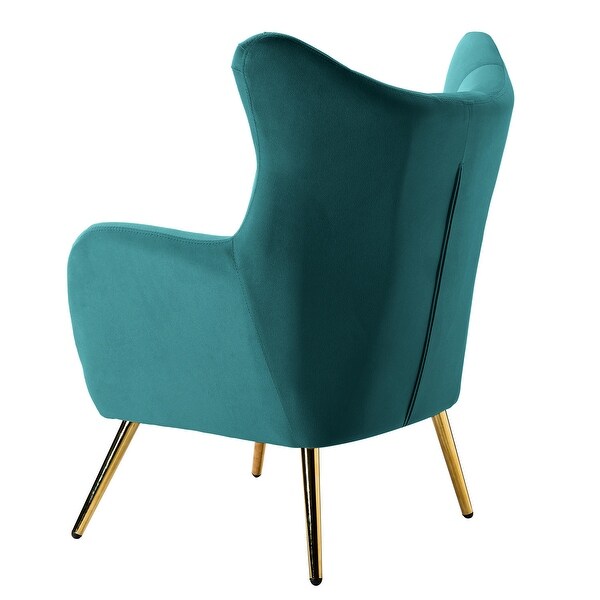 Eusebio Tufted Velvet Accent Chair with Wingback， Arms， and Metal Gold Legs for Living Room or Bedroom by HULALA HOME