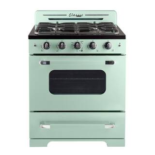 Unique Appliances Classic Retro 30 in. 3.9 cu. ft. Retro Gas Range with Convection Oven in Summer Mint Green UGP-30CR LG