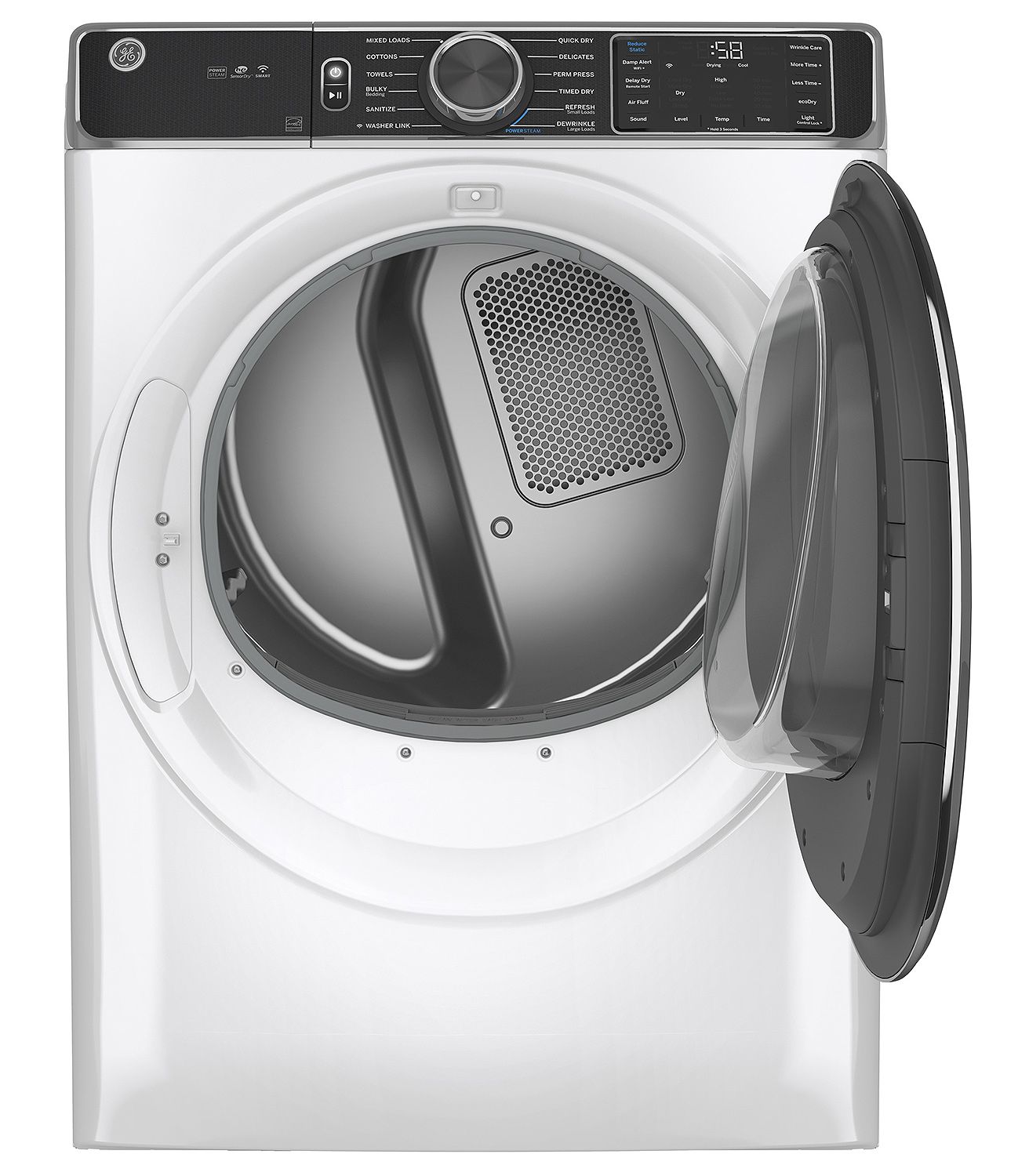 GE ADA 7.8 Cu. Ft. White Smart Front Load Gas Dryer With Steam And Sanitize Cycle