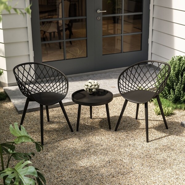 Jamesdar Kurv 3 Piece MidCentury Modern Patio Chat Set