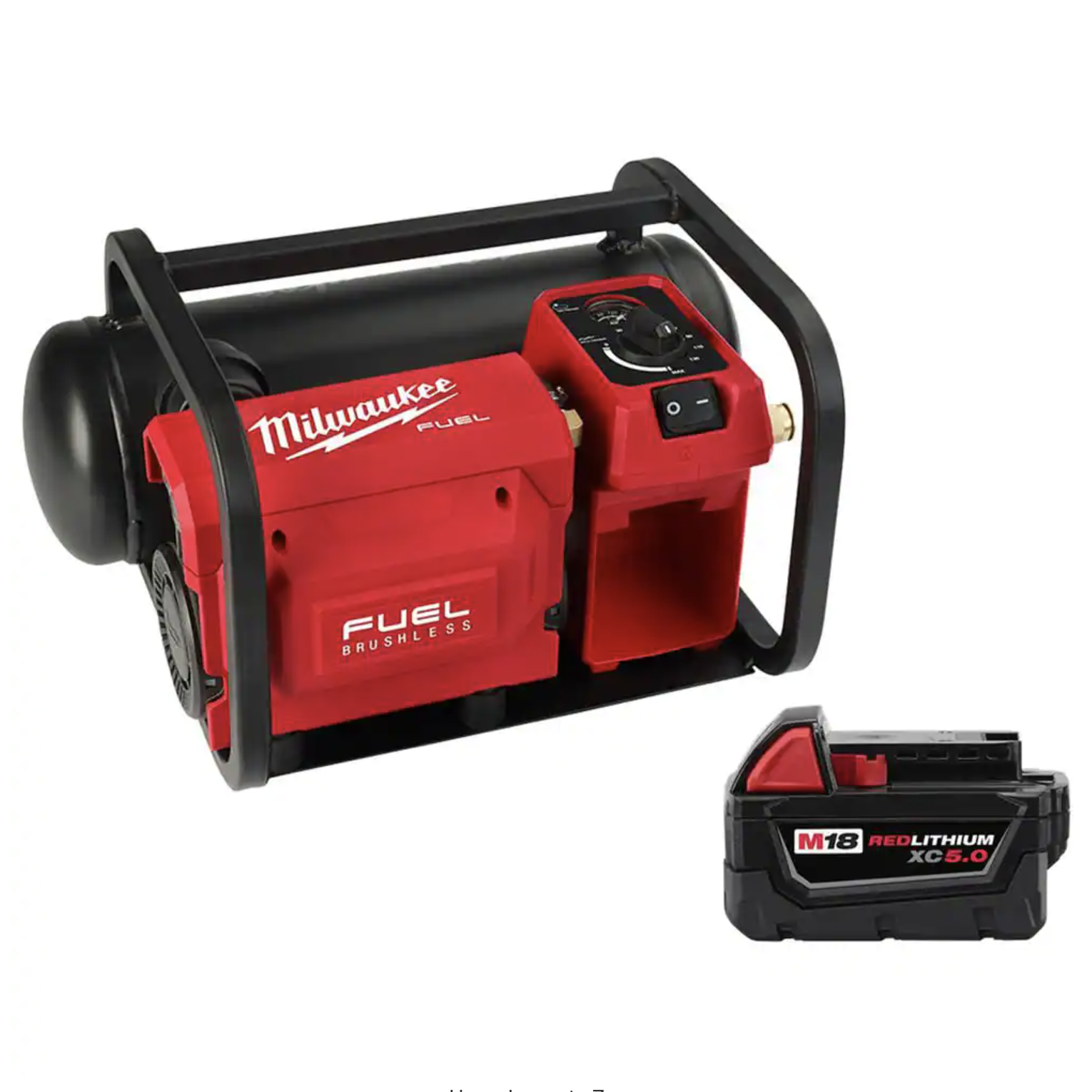 Milwaukee M18 FUEL 18-Volt 2 Gal. 135 PSI Lithium-Ion Brushless Cordless Electric Compact Air Compressor with Free 5.0 Ah Battery (2840-20-48-11-1850)