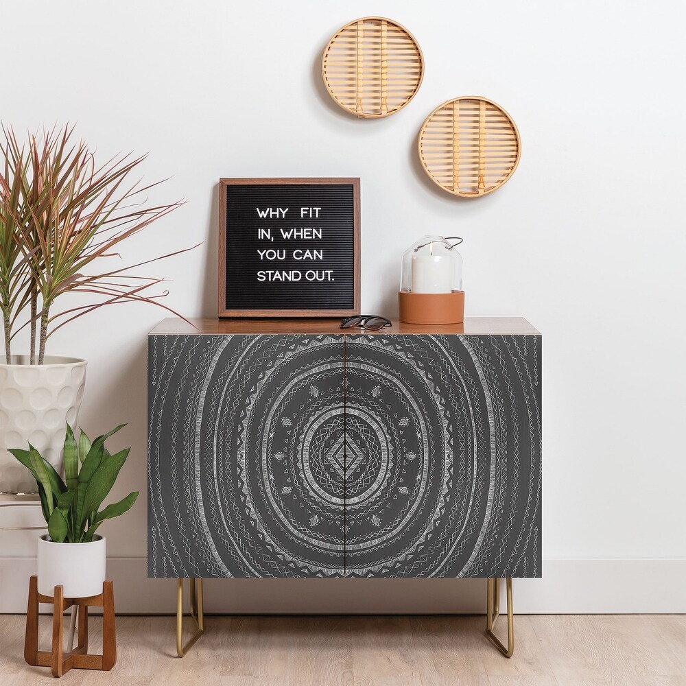 Deny Designs Grey Mandala Credenza Cabinet