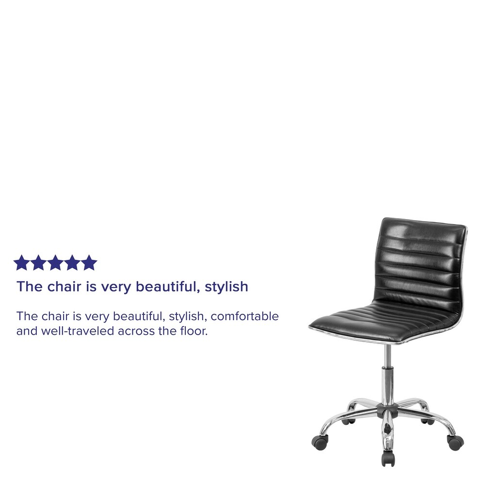 Low Back Designer Armless Ribbed Swivel Task Office Chair