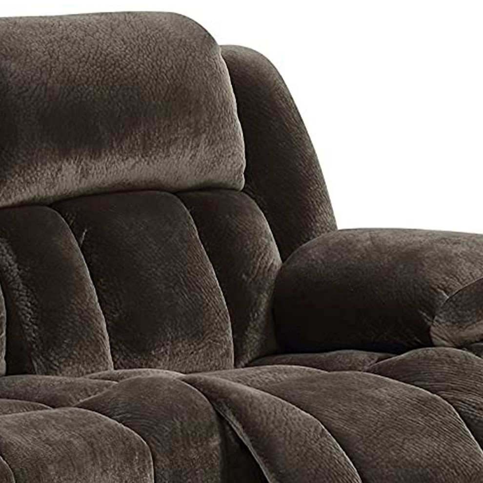 Benzara BM263110 Glider Recliner Sofa  Fabric Upholstery and Cup Holders  Brown   Transitional   Sofas   by Uber Bazaar  Houzz