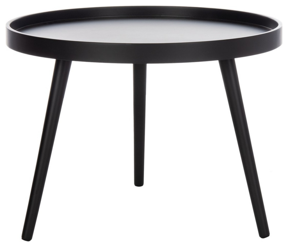 Rizel Round Tray Top Side Table Black   Midcentury   Side Tables And End Tables   by AED Luxury Home Decor  Houzz