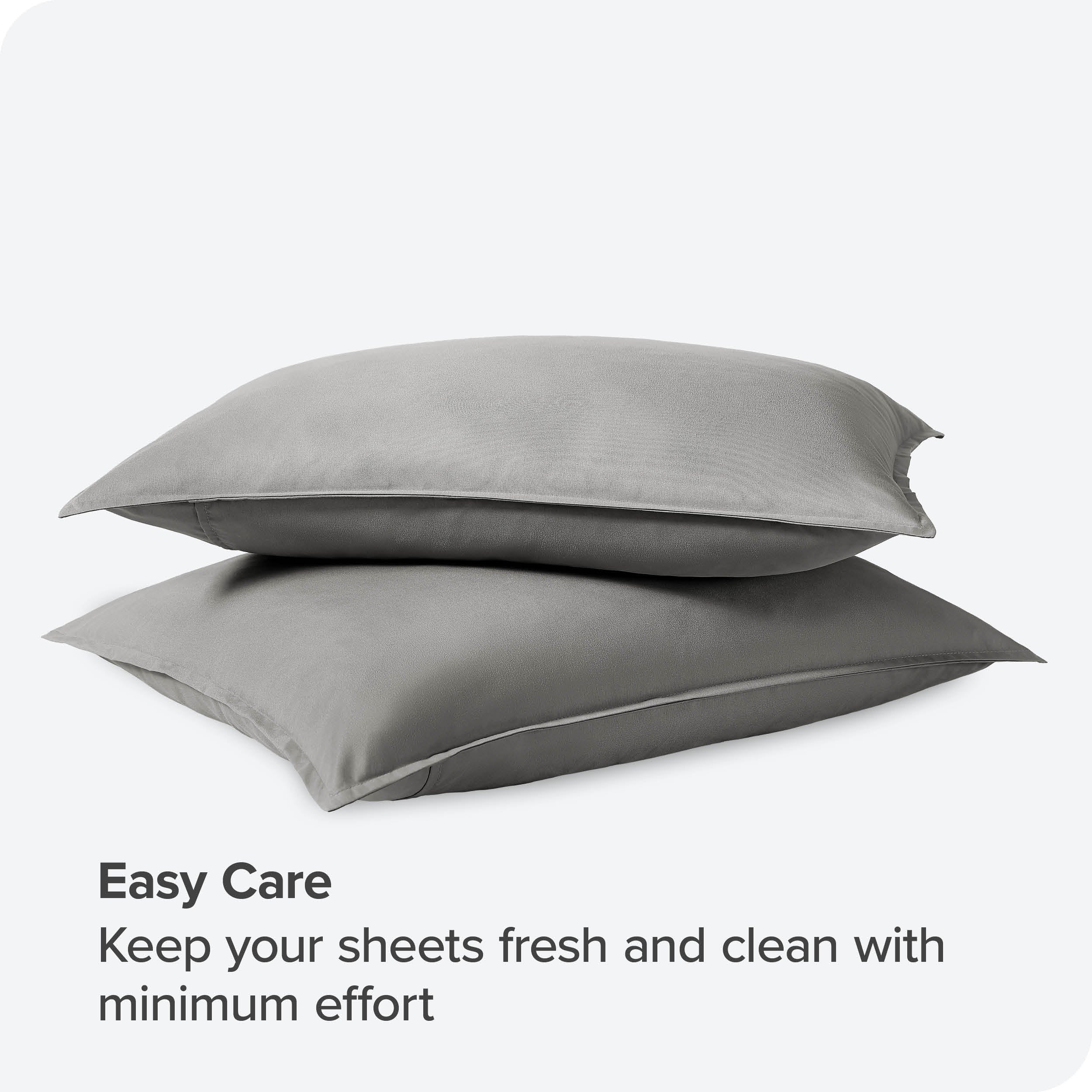 Bare Home Double Brushed Microfiber Pillow Sham Set， Standard， Light Gray