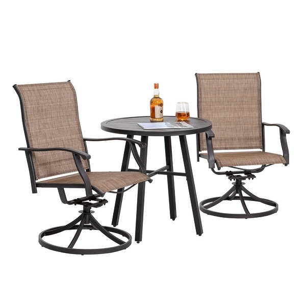 Outdoor 3Piece Bistro Set，Textilene Fabric，Powdercoated Iron Frame