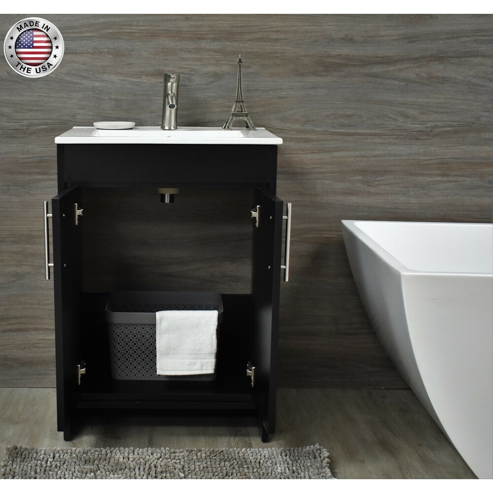 Volpa USA Villa 24 inch Black Freestanding Bathroom Vanity Set