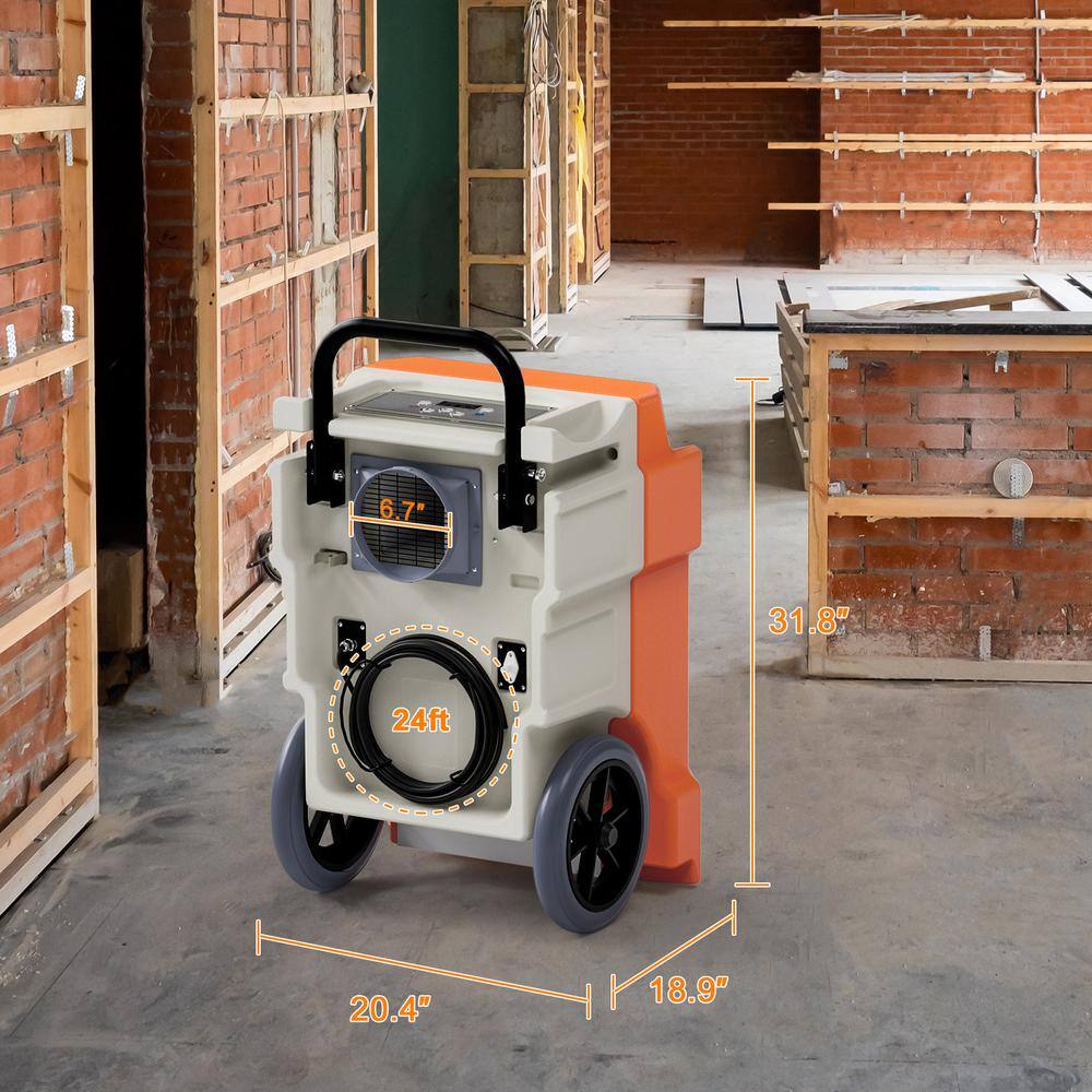 Edendirect 190 pt. 7500 sq.ft. Bucketless Commercial Dehumidifier in Orange with Drain Hose WXKJRY20051102