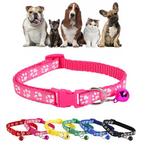 SHIYAO 12Pcs Footprint Cat Collar with Bell Dog Cat Collar Buckle Adjustable Cat Dog Collar or Seatbelts