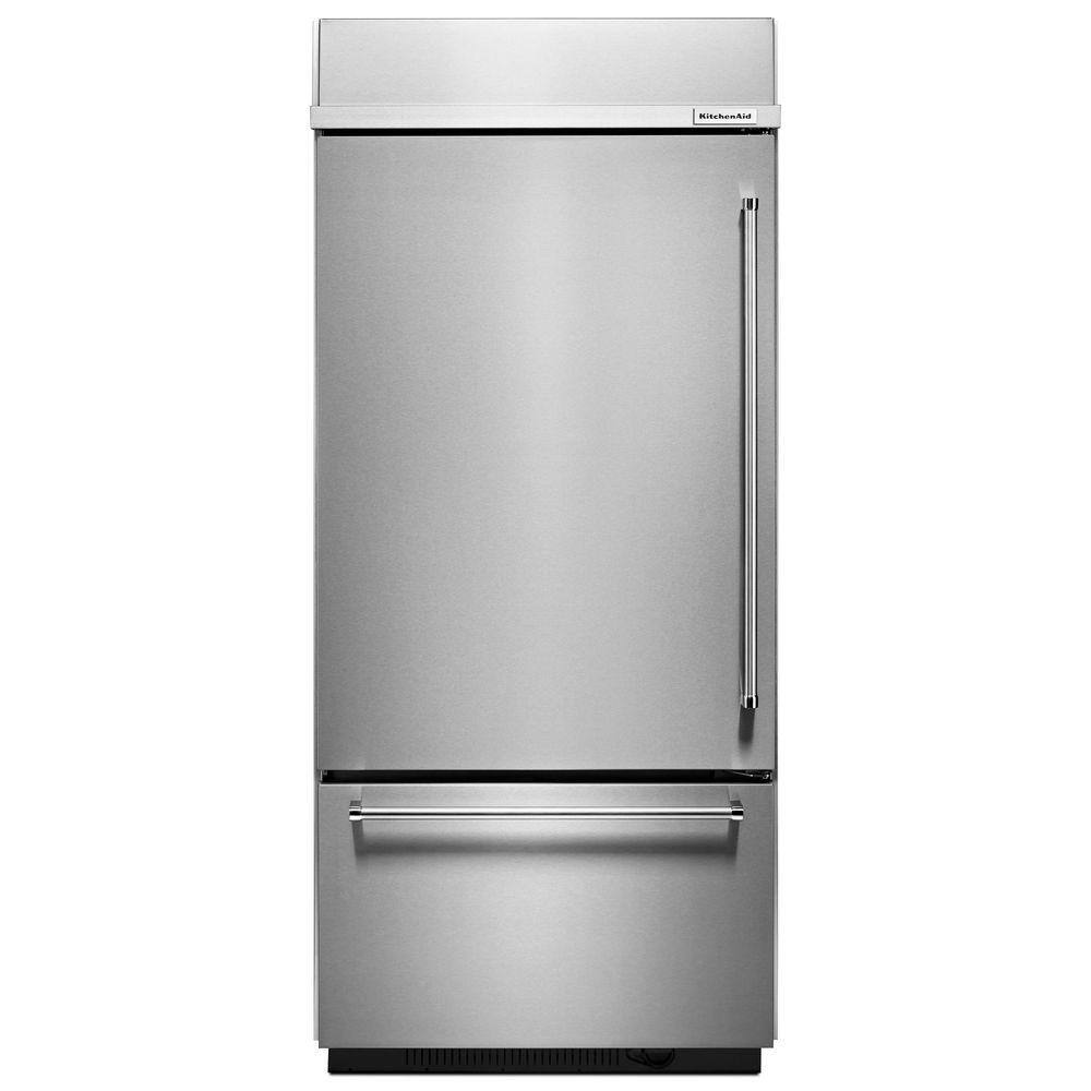 KitchenAid 20.9 cu. ft. Built-In Bottom Freezer Refrigerator in Stainless Steel with Platinum Interior KBBL306ESS