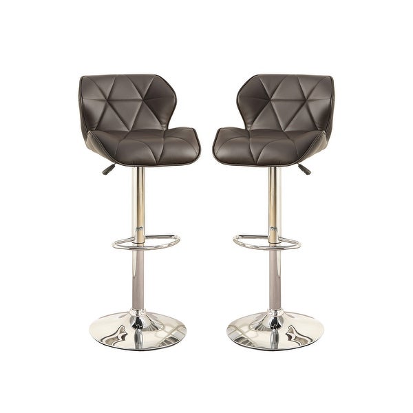 Adjustable PU Bar Stools With Footrest， Set of 2