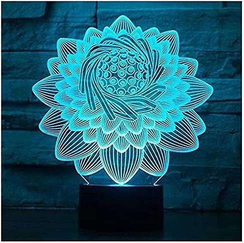 3d New Lotus Flower Lamp Night Light Remote Control Power Touch Table Desk Optical Illusion Lamps 7/16 Color Changing Lights Home Xmas Birthday Gift