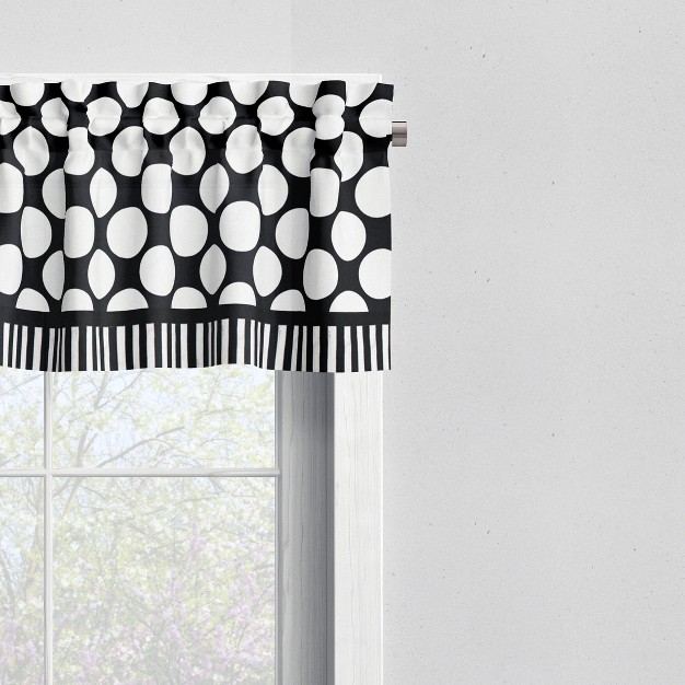 Bacati Dots pin Stripes Black white Window Valance