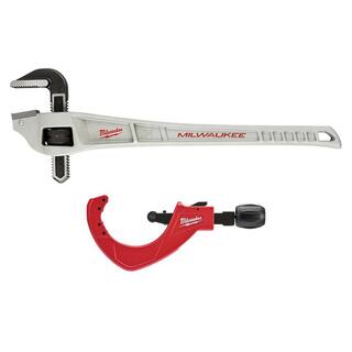 MW 24 in. Aluminum Offset Pipe Wrench with 3-12 in. Quick Adjust Copper Tubing Cutter (2-PC) 48-22-7182-48-22-4254