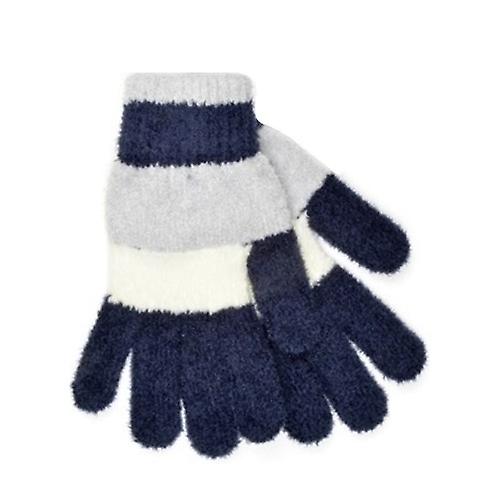 Womens/Ladies Striped Chenille Gloves