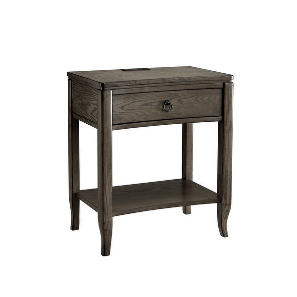 Leick Home Annette Grey Oak Drawer USB Side Table