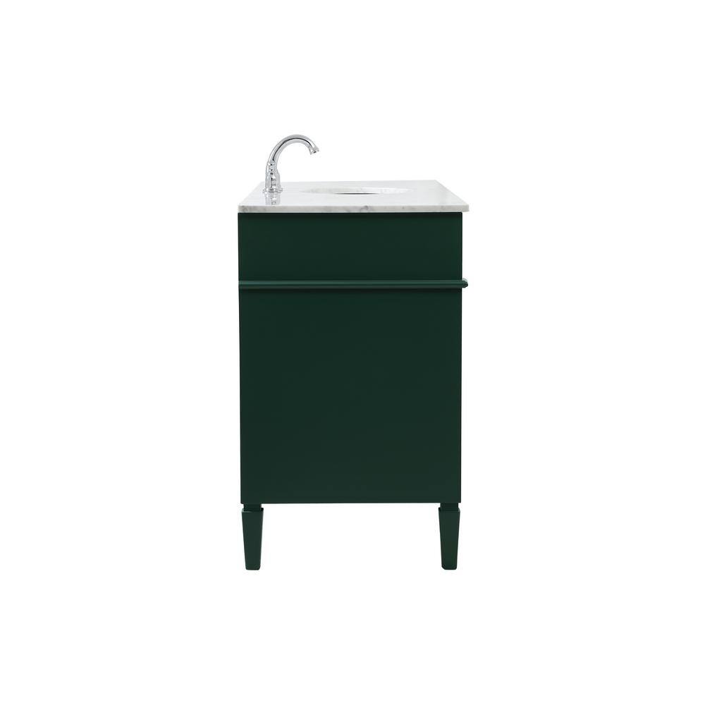 Timeless Home 60 in. W Single Bath Vanity in Green with Marble Vanity Top in Carrara with White Basin TH25060HDGN