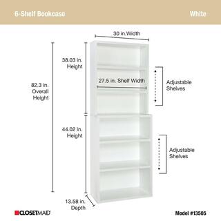 ClosetMaid 82 in. H x 30 in. W x 14 in. D White Wood 6-Cube Storage Organizer 13505